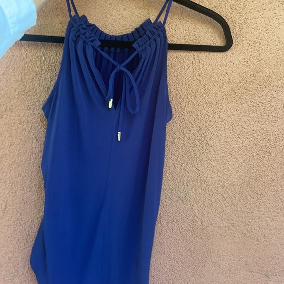 Navy blue high neck blouse - Picture 2 of 3